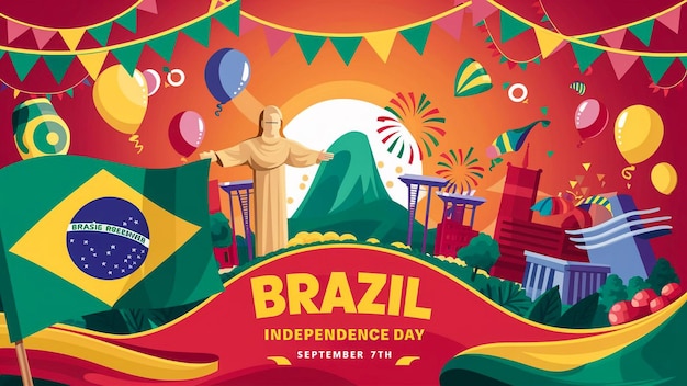 7 De Setembro Dia Da Independencia Do Brasil or September 7th Brazil Independence Day background wit