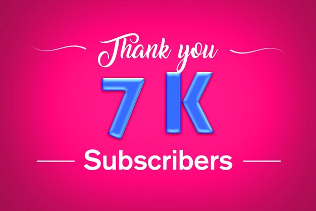 7 K subscribers celebration greeting banner with blue glosse design