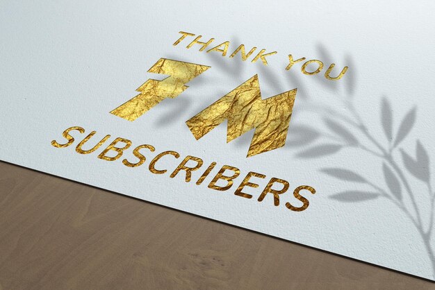 Foto 7 miljoen abonnees feestgroetbanner met golden paper-ontwerp