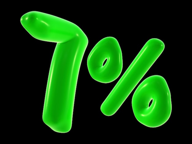 7 procent met groene kleur voor verkoop korting promotie en bedrijfsconcept