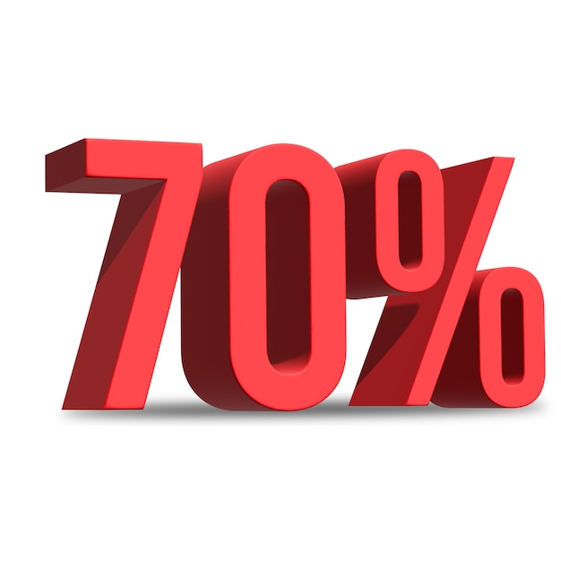70%オフ プロモーション 売り上げのイラストは白い背景に隔離されています 70%オフ タグ 3D