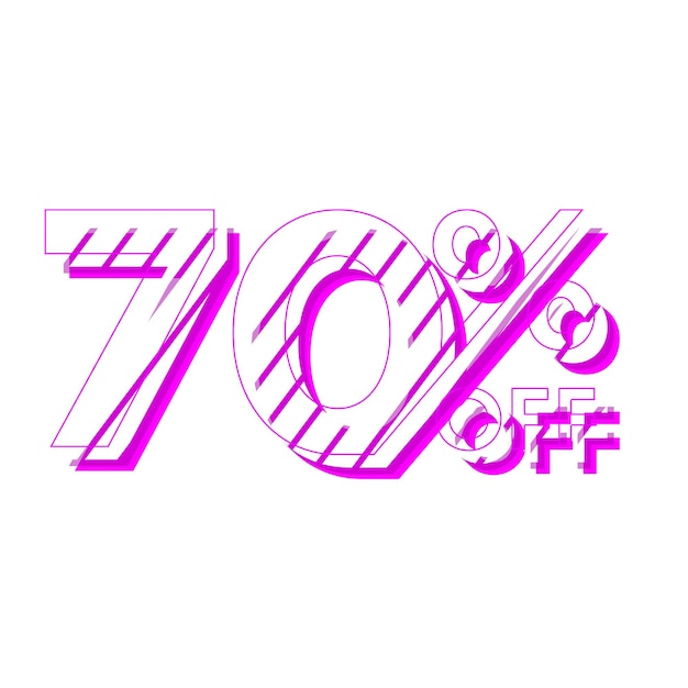 70 Percent Discount Offers Tag with Stipe Pink Style Design