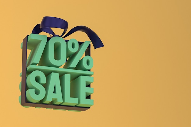 70 percentage sale with bow and ribbon 3d design 