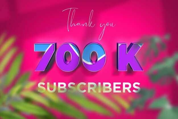 700 k subscribers celebration greeting banner with blue purple design