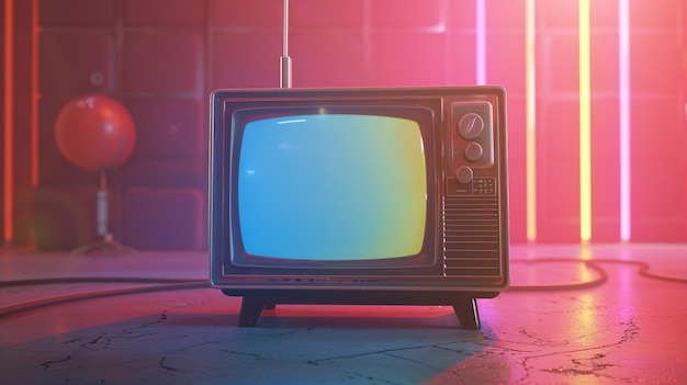 Фото Стиль 70-х годов винтажный аналоговый телевизор ретро старая технология экранные сми ностальгия антиквариат