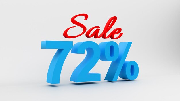 72 Procent Sale Tekst in 3D met witte achtergrond 72 Sale 72 Off Sale Tekst