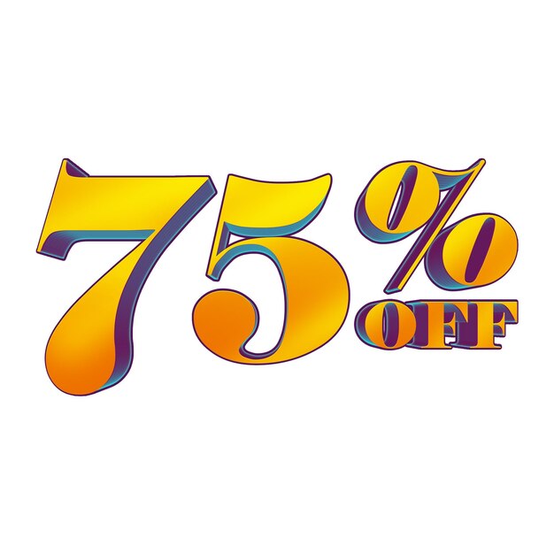 75 Percent Discount Offers Tag with 3D Style Design