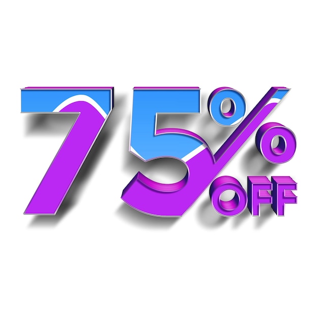 75 Percent Discount Offers Tag with Blue Purple Style Design