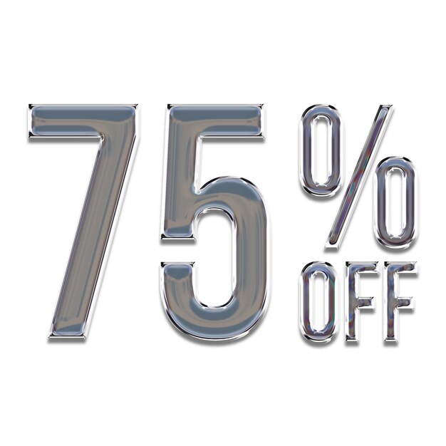 75 Percent Discount Offers Tag with Chrome Style Design