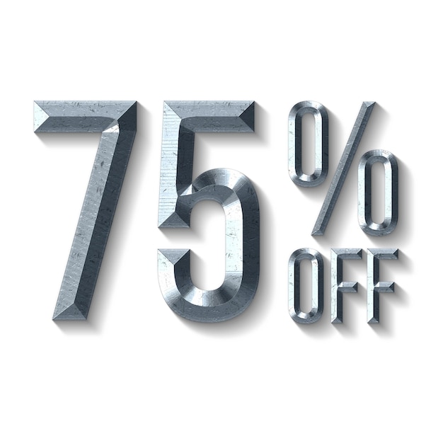 Photo 75 percent discount offers tag with grey metal style design