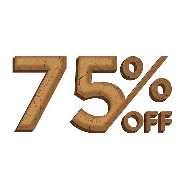 Photo 75 percent discount offers tag with mud style design