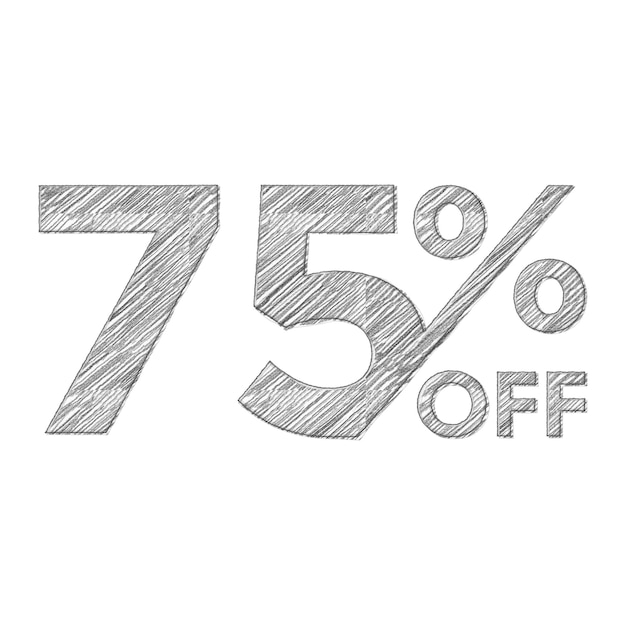 Photo 75 percent discount offers tag with pencil sketch style design