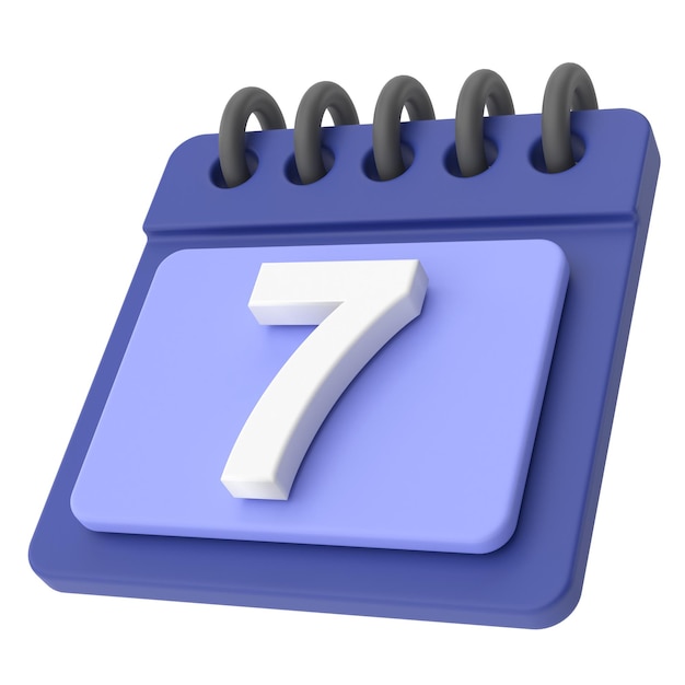 7th Seventh day of month 3D calendar icon