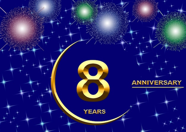 8 anniversary golden numbers on a festive background poster or card for anniversary