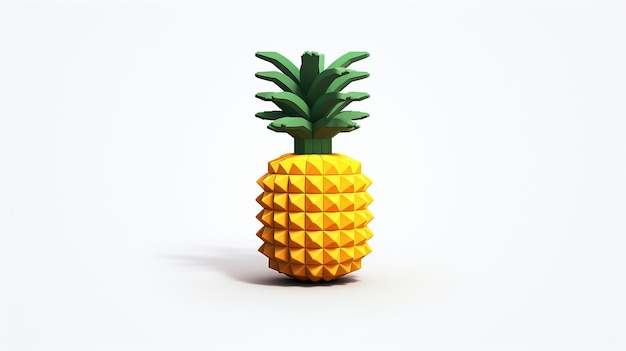 8-bit Chinese ananas op een eenvoudige witte achtergrond
