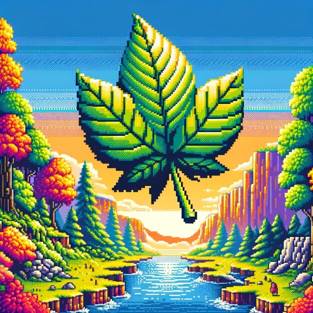 8 bit leaf image