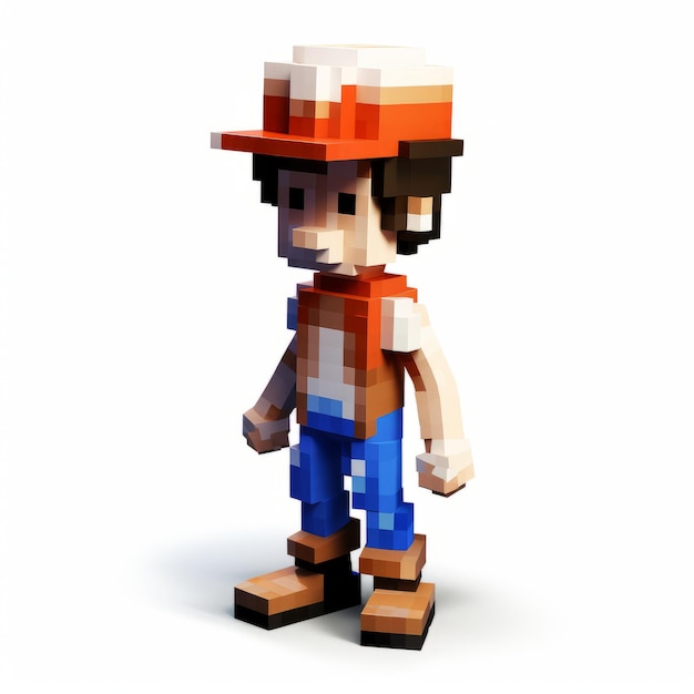 Photo 8 bit pixel cartoon of michael with hat nostalgic 3d figure