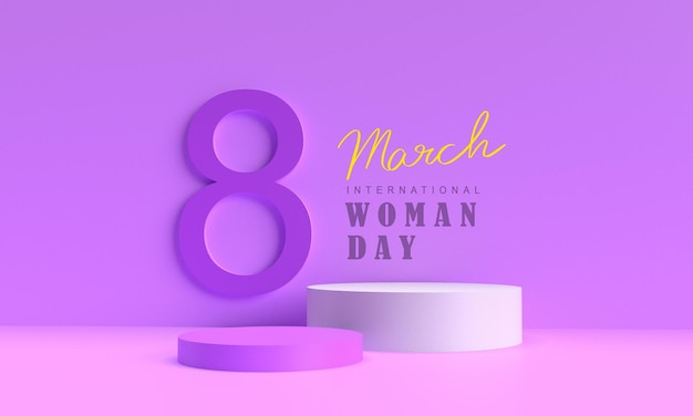 8 eight number woman day march month female lady girl her international podium stag showcase presentation template design abstract product advertisement banner cosmetic studio mock up empty3d render