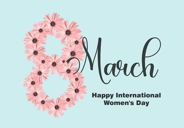 8 maart Happy International Womens Day conceptontwerp van de achtergrond met madeliefjebloemen