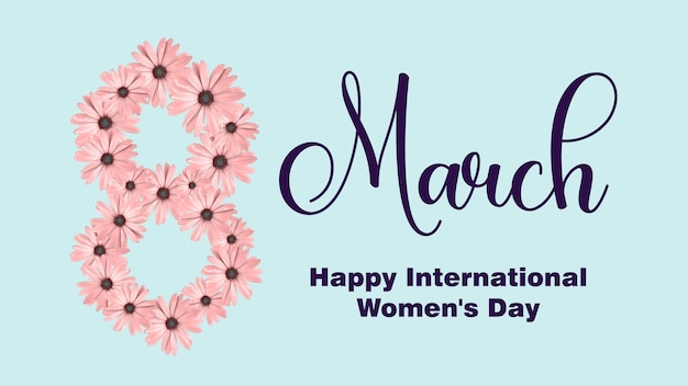 Photo 8 march happy international womens day concept background design with daisy flowers