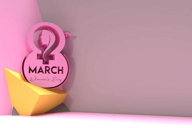 8 march Happy Womens Day with Space of Your Text 3D Render Illustration Design