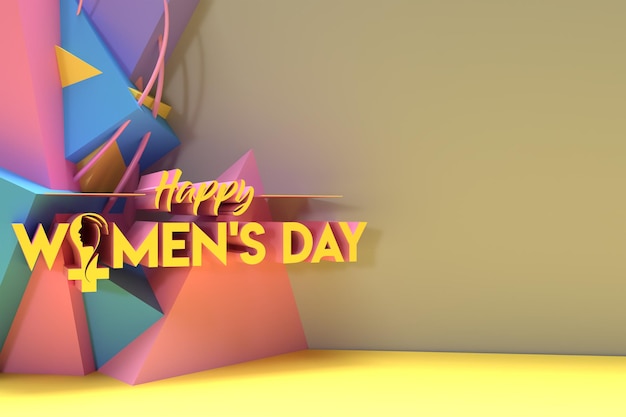 8 march Happy Womens Day with Space of Your Text 3D Render Illustration Design