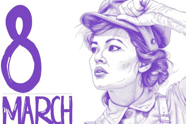 Photo 8 march illustration international womens day tribute purple colors