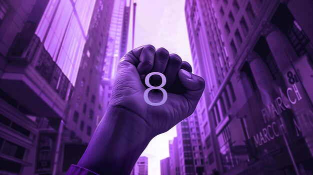 Photo 8 march illustration international womens day tribute with fists raised purple colors