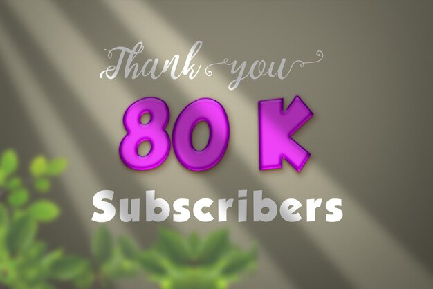 80 K subscribers celebration greeting banner with liquid design