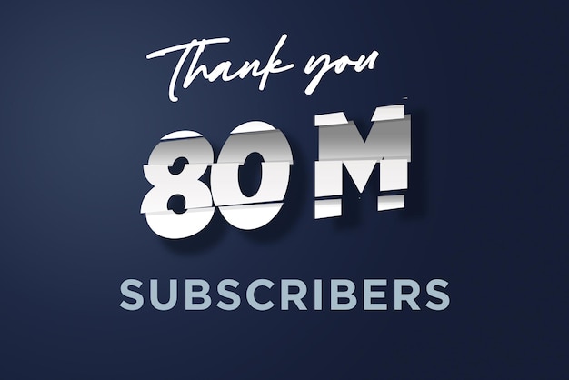 80 million subscribers celebration greeting banner with cutting design