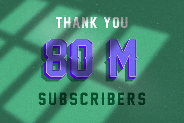 80 million subscribers celebration greeting banner with vintage design