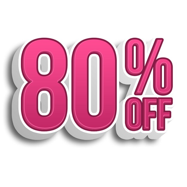 Photo 80 percent discount offers tag with pink 3d style design