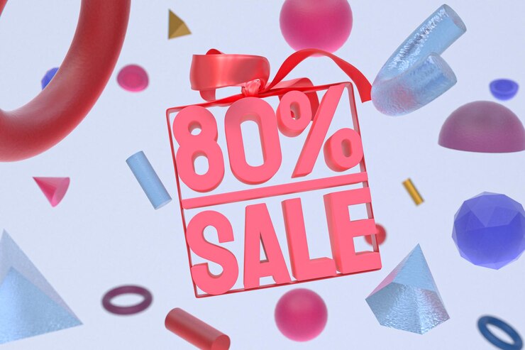 Photo 80% 賣出有弓和帶的 3d 設計在抽象幾何背景上