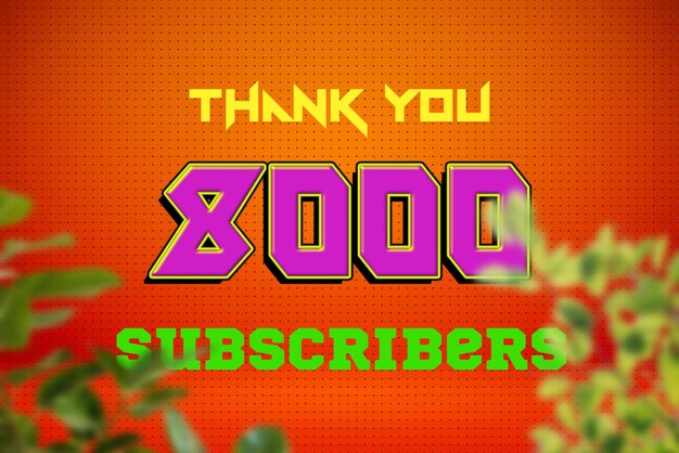 8000 subscribers celebration greeting banner with game design