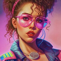 Photo 80s and 90s vibes fashion and style vintage and retro girl illustartion granular texture
