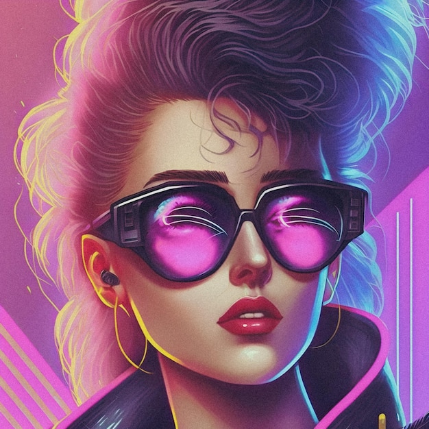 80s and 90s Vibes Fashion and Style Vintage and Retro Girl illustartion granular texture