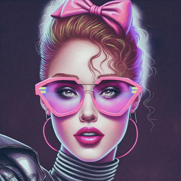 80s en 90s Vibes Fashion and Style Vintage en Retro Girl illustartion korrelige textuur