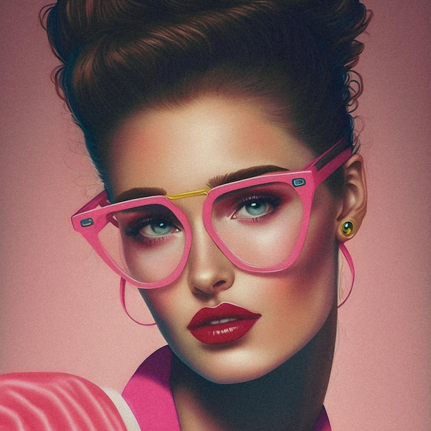 80s en 90s Vibes Fashion and Style Vintage en Retro Girl illustartion korrelige textuur