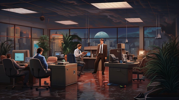 80s office scene