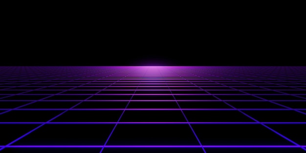 Illustrazione 3d del fondo del distintivo al neon futuristico retrò anni '80 premium