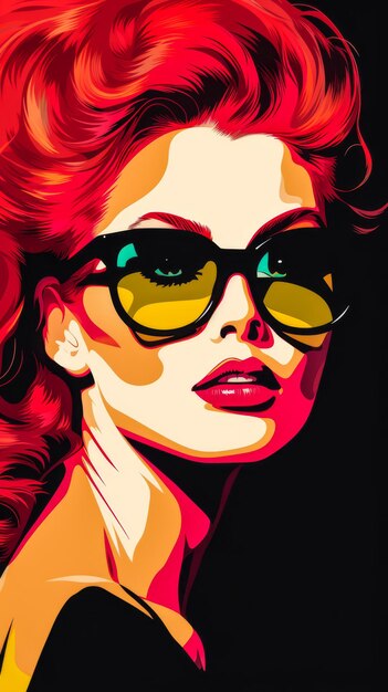 80s retro illustration of a woman in vibrant colors