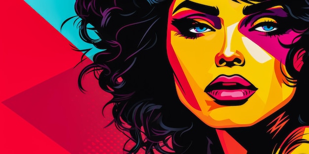 80s retro illustration of a woman in vibrant colors