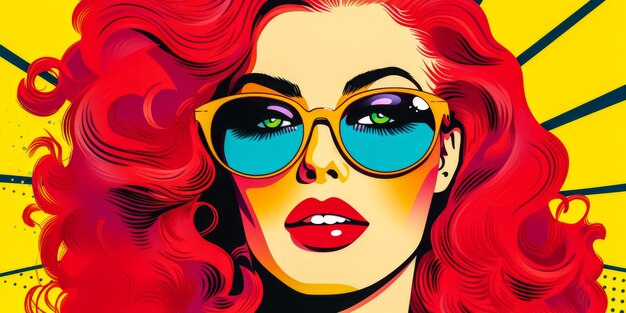 Photo 80s retro illustration of a woman in vibrant colors