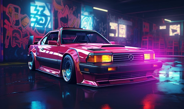 Photo 80s synthwave car excursions and lofi art grooves