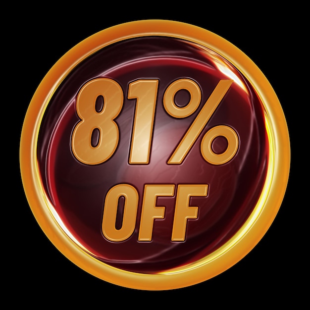 81 percent off on round sign for discount promotion offer and sale concept