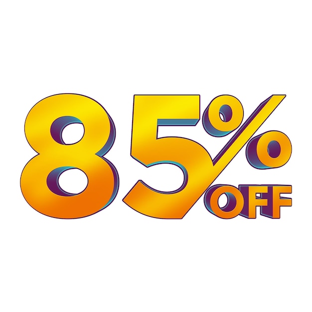 85 Percent Discount Offers Tag with 3D Style Design