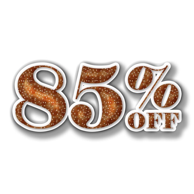 85 Percent Discount Offers Tag with Burger Style Design