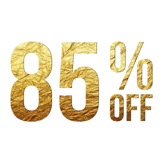 85 Percent Discount Offers Tag with Gold Paper Design