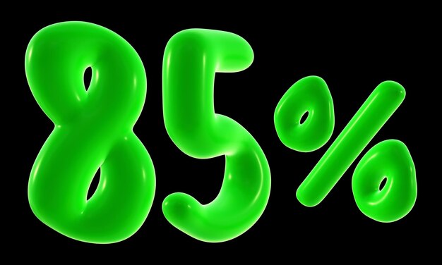 85 percent with green color for sale discount promotion and business concept