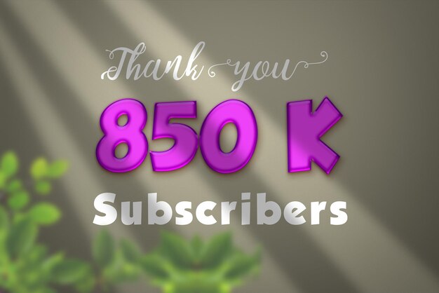 850 K subscribers celebration greeting banner with liquid design